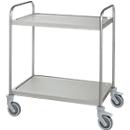 Chariot en inox, l. 845 x P 545 mm, 100 % caoutchouc, monture avec roulettes en plastique