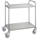 Chariot en inox, l. 845 x P 545 mm, 100 % caoutchouc, monture avec roulettes galvanisée