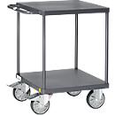 Chariot ESD à plateaux Fetra 9496B, jusqu'à 500 kg, 2 plateaux avec plates-formes, surface de chargement L 600 x l 600 mm, pneus TPE, poignée de poussée, acier, gris ardoise