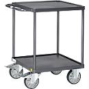 Chariot ESD à plateaux Fetra 9496W, jusqu'à 500 kg, 2 plateaux avec bacs, surface de chargement L 600 x l 600 mm, pneus TPE, poignée de poussée, acier, gris ardoise