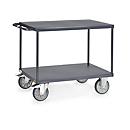 Chariot ESD Fetra 9403B, jusqu'à 600 kg, 2 plateaux avec plates-formes, surface de chargement L 1200 x l 800 mm, pneus TPE, poignée de poussée, acier, gris ardoise