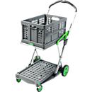 Chariot pliable CLAX® avec bac de transport, 46 L, gris/vert