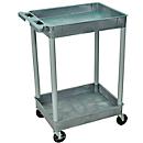 Chariot polyvalent en plastique, 2 étages à bassine, gris