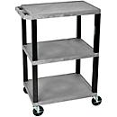 Chariot polyvalent en plastique, 3 étages, gris