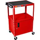 Chariot polyvalent Luxor réglable en hauteur avec armoire, verrouillable, en métal, 4 roulettes, rouge