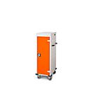 Chariot pour ordinateur portable avec fonction de chargement, verrouillage 2 points, frein de stationnement, 10 compartiments, L 530 x P 1250 x H 500, orange