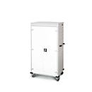 Chariot pour ordinateur portable avec fonction de chargement, verrouillage 2 points, prise CH, frein de stationnement, 26 compartiments, L 920 x P 500 x H 1540, blanc