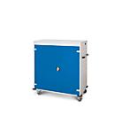 Chariot pour ordinateur portable avec fonction de chargement, verrouillage 2 points, prise CH, frein de stationnement, 30 compartiments, L 1310 x P 500 x H 1250, bleu gentiane