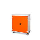Chariot pour ordinateur portable avec fonction de chargement, verrouillage 2 points, prise CH, frein de stationnement, 30 compartiments, L 1310 x P 500 x H 1250, orange