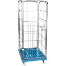Châssis mobile en plastique avec 2 grilles latérales, 1 panneau arrière, 1 panneau avant, bleu clair RAL 5012