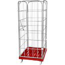 Châssis mobile en plastique avec 2 grilles latérales, 1 panneau arrière, 1 panneau avant, rouge feu RAL 3000