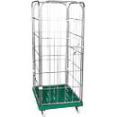 Châssis mobile en plastique avec 2 grilles latérales, 1 panneau arrière, 1 panneau avant, vert RAL 6024