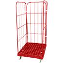 Châssis mobile, plastique, avec 2 grilles latérales et 1 panneau arrière, hauteur 1550 mm, rouge feu RAL 3000