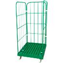Châssis mobile, plastique, avec 2 grilles latérales et 1 panneau arrière, hauteur 1550 mm, vert signalisation RAL 6024