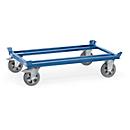 Châssis mobile pour palettes, acier, jusqu’à 1200 kg, bleu, roulettes caoutchouc, avec bloqueur
