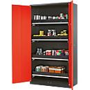 Chemical cabinet Asecos CS-CLASSIC, hinged door, 4 pull-out trays, 1055x520x1950 mm, traffic red