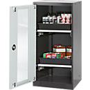 Chemikalienschrank Asecos CS-CLASSIC-G, Flügeltür und Glasausschnitt, 2 Auszüge, H 1105 mm, lichtgrau