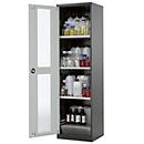 Chemikalienschrank Asecos CS-CLASSIC-G, Flügeltür und Glasausschnitt, 3 Böden, H 1950 mm, lichtgrau