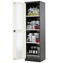 Chemikalienschrank Asecos CS-CLASSIC-G, Flügeltür und Glasausschnitt, 3 Böden, H 1950 mm, reinweiß