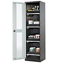 Chemikalienschrank Asecos CS-CLASSIC-G, Flügeltür und Glasausschnitt, 4 Auszüge, H 1950 mm, lichtgrau