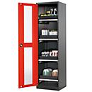 Chemikalienschrank Asecos CS-CLASSIC-G, Flügeltür und Glasausschnitt, 4 Auszüge, H 1950 mm, verkehrsrot