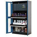 Chemikalienschrank asecos CS-CLASSIC-GF, Flügeltüren mit Glasausschnitt, Front Enzianblau, B 1055 x T 520 x H 1950 mm