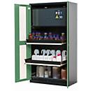 Chemikalienschrank asecos CS-CLASSIC-GF, Flügeltüren mit Glasausschnitt, Front Resedagrün, B 1055 x T 520 x H 1950 mm