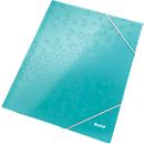 Chemise à 3 rabats et élastique WOW LEITZ®, format A4, en carton plastifié, bleu glacier