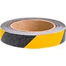 Cinta antideslizante CleanGrip, 50 mm x 25 m, autoadherente, antideslizante R 11 según DIN 51130, negro-amarillo, 1 rollo