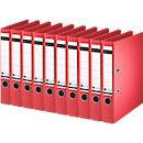 Classeur à levier 1007/1008 LEITZ®, format A4, largeur du dos 52 mm, 10 pièces, rouge