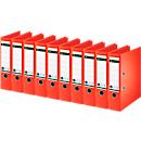 Classeur à levier 1007/1008 LEITZ®, format A4, largeur du dos 80 mm, 10 pièces, rouge clair