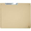Classeur à levier Exacompta, pour agrafage à gauche ou à droite, plié, poche extensible, carton recyclé, ivoire, 25 pièces