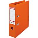 Classeur Esselte® No. 1, A4, largeur de dos 75 mm, pour env. 500 feuilles, mécanisme à levier, étiquette de dos, trou de poignée &amp; fentes d'économie d'espace, FSC®-carton, orange
