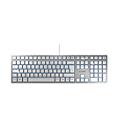 Clavier KC 6000 Slim Cherry, QWERTZ, 105 + 6 touches, LED d'état pour VERROUILLAGE MAJUSCULE, NUM & SCROLL, argenté
