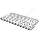 Clavier R-Go Tools, ergonomique, Compact break, filaire, AZERTY (Belgique), USB, éclairage LED, blanc