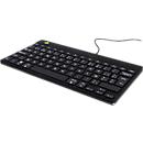 Clavier R-Go Tools, ergonomique, Compact break, filaire, AZERTY (Belgique), USB, éclairage LED, noir
