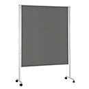 Cloison magnetoplan®, mobile, utilisable des deux côtés, l. 1500 x P 1200 mm, gris, feutre