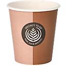 Coffee to go Becher, für 0,2 l, Ø 75 x H 91 mm, bedruckte Pappe, beige-schwarz, 50 Stück