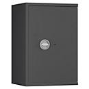 Coffre-fort Lyra 4, classe de résistance 0 selon EN 1143-1, volume 84 l, charnières de porte à droite, serrure à double panneton avec 2 clés, 2 étagères, y compris matériel d'ancrage, L 500 x P 420 x H 750 mm, gris graphite RAL 7024