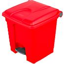 Colector de residuos con pedal de polietileno 30 l, rojo