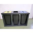 Colector de residuos reciclables VAR Tetris, estación de 3 unidades, con recipientes de plástico, acero