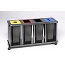 Colector de residuos reciclables VAR Tetris, estación de 4 unidades, con recipientes de plástico, acero