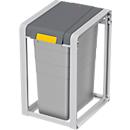 Colectores de residuos reciclables Hailo ProfiLine Öko XL, módulo básico, volumen 38 l, con cubo interior, L 395 x A 355 x H 560 mm, plástico, gris