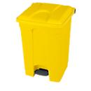 Collecteur de déchets à pédale en polyéthylène 70 L, jaune
