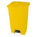 Collecteur de déchets à pédale en polyéthylène 90 L, jaune