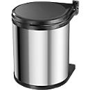 Collecteur de déchets Compact-Box M Hailo, 15 L, rond, couvercle pivotant-basculant, inox