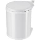 Collecteur de déchets Compact-Box M Hailo, 15 L, rond, couvercle pivotant-basculant, tôle d'acier, blanc
