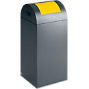 Collecteur de déchets recyclables autoextinguible 55R, gris antique/jaune
