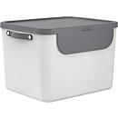 Collecteur de déchets Rotho ALBULA, 55 l, modulaire, empilable, avec couvercle et autocollants, plastique recyclé, blanc/gris anthracite