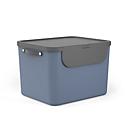 Collecteur de déchets Rotho ALBULA, 55 l, modulaire, empilable, avec couvercle et autocollants, plastique recyclé, bleu/gris anthracite